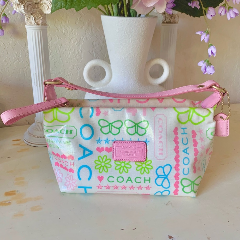 Y2K Coach Pink Vinyl Butterfly Graffiti Bag
